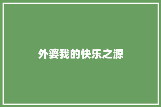 外婆我的快乐之源
