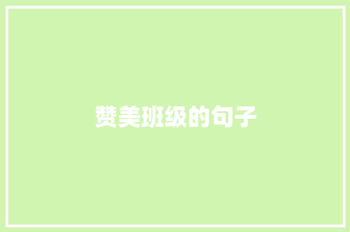 赞美班级的句子