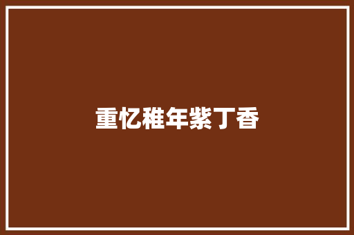 重忆稚年紫丁香