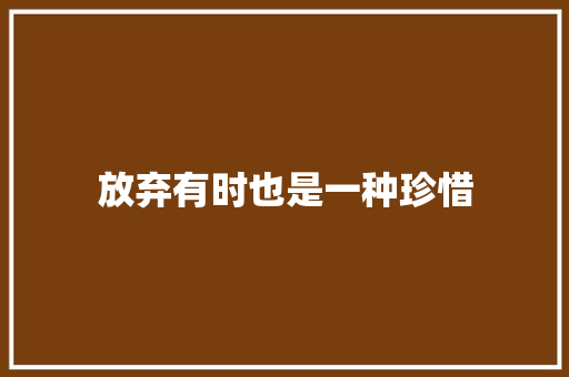 放弃有时也是一种珍惜