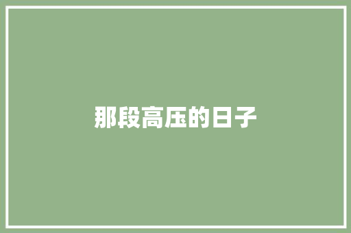 那段高压的日子