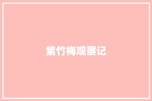 紫竹梅观察记