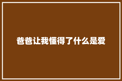 爸爸让我懂得了什么是爱