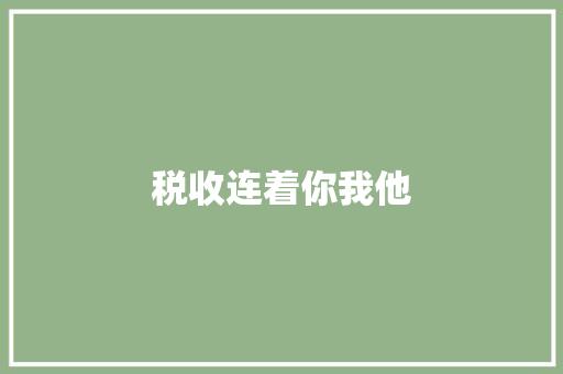 税收连着你我他