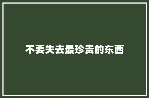 不要失去最珍贵的东西