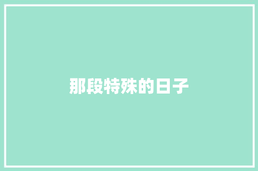那段特殊的日子