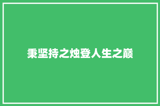 秉坚持之烛登人生之巅