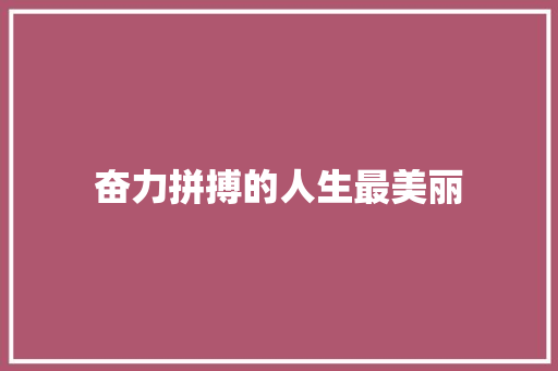 奋力拼搏的人生最美丽