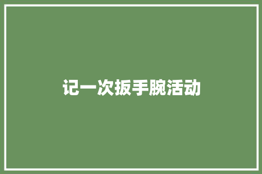 记一次扳手腕活动