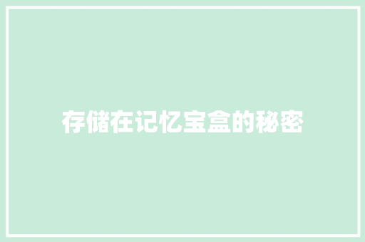 存储在记忆宝盒的秘密