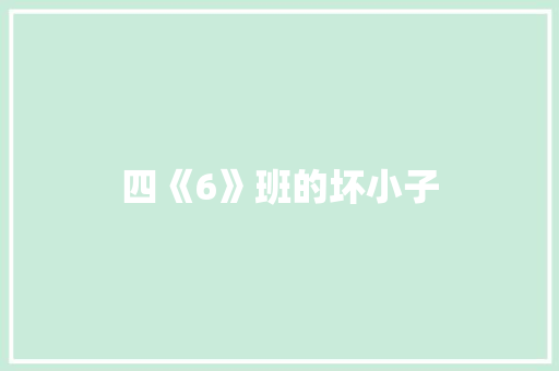 四《6》班的坏小子