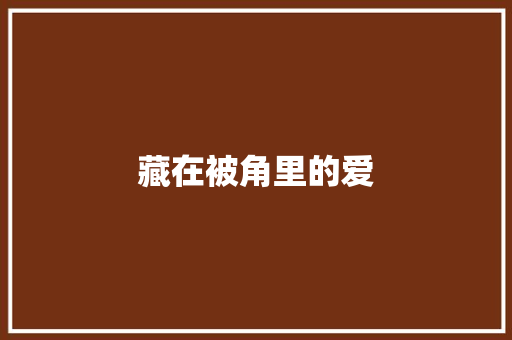 藏在被角里的爱