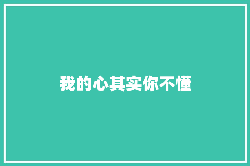 我的心其实你不懂