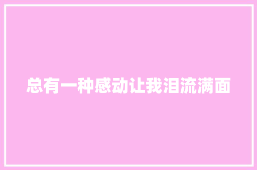 总有一种感动让我泪流满面