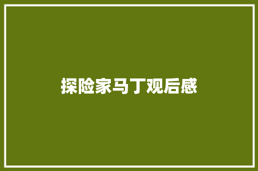 探险家马丁观后感