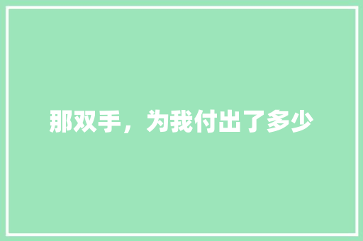 那双手，为我付出了多少