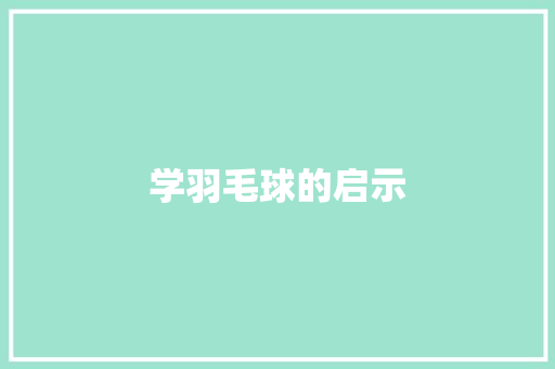 学羽毛球的启示