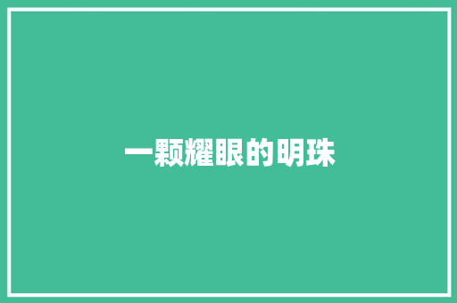 一颗耀眼的明珠