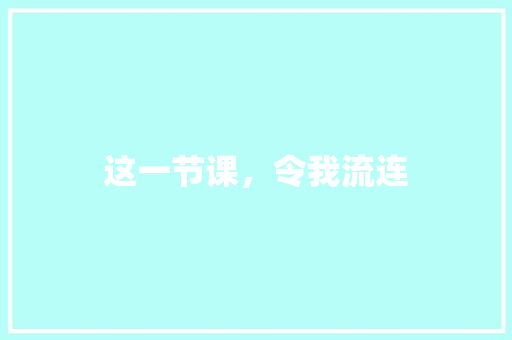 这一节课，令我流连