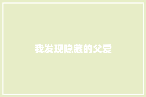 我发现隐藏的父爱