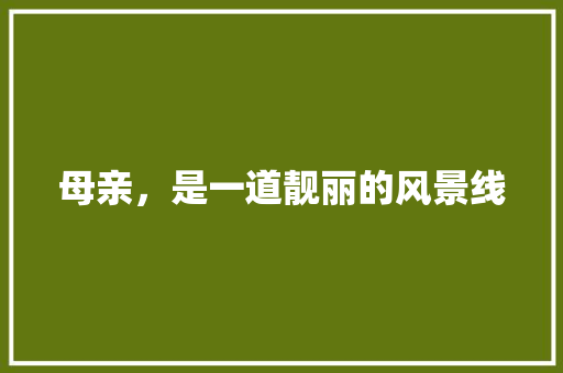 母亲，是一道靓丽的风景线