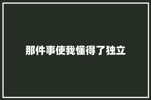 那件事使我懂得了独立