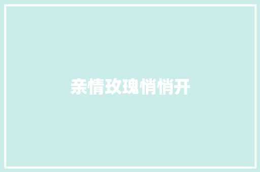 亲情玫瑰悄悄开