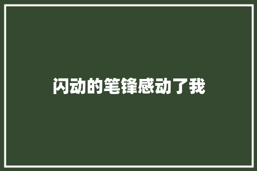 闪动的笔锋感动了我