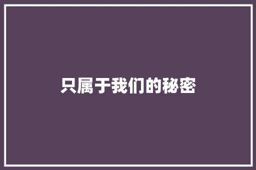 只属于我们的秘密