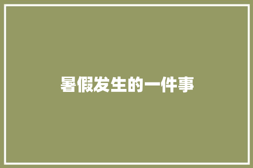 暑假发生的一件事