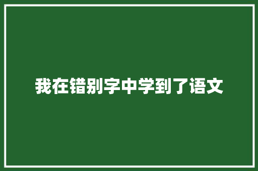 我在错别字中学到了语文
