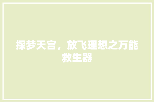 探梦天宫，放飞理想之万能救生器
