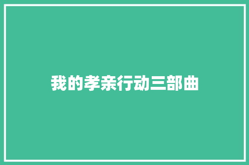 我的孝亲行动三部曲