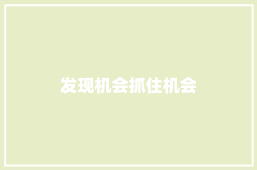 发现机会抓住机会