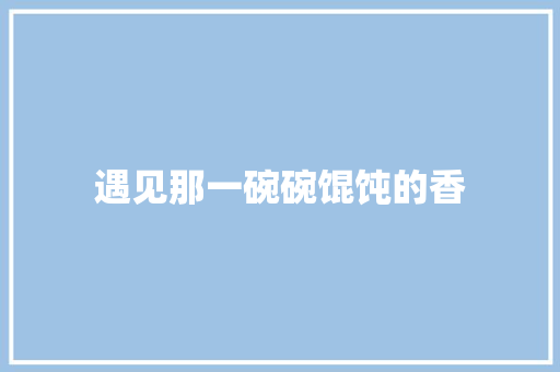 遇见那一碗碗馄饨的香