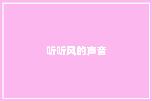 听听风的声音