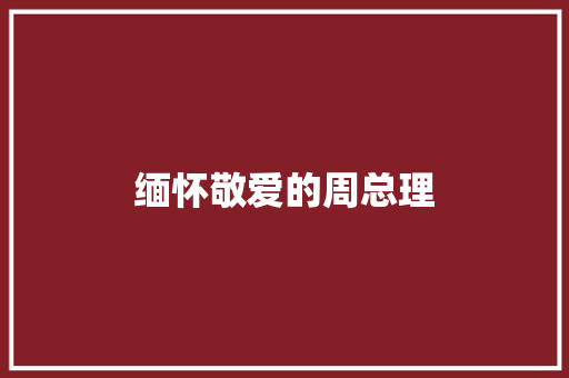 缅怀敬爱的周总理
