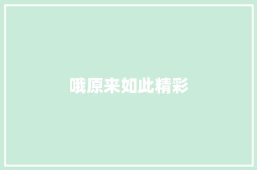 哦原来如此精彩