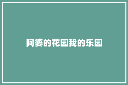 阿婆的花园我的乐园