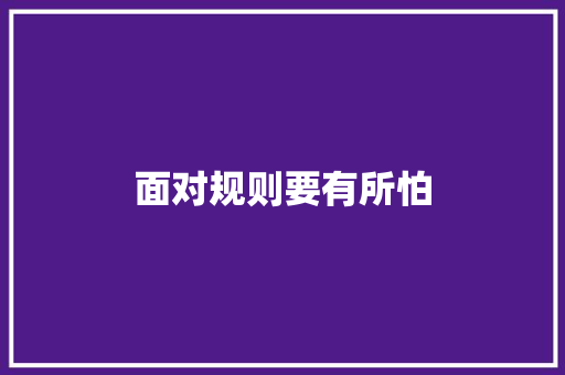 面对规则要有所怕