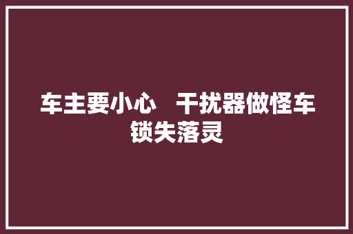 车主要小心   干扰器做怪车锁失落灵 汽车知识
