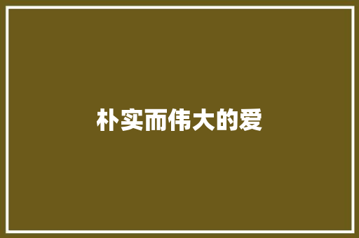 朴实而伟大的爱