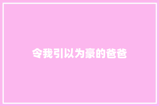 令我引以为豪的爸爸