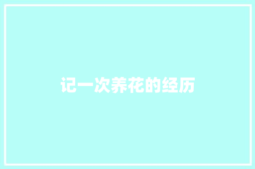 记一次养花的经历