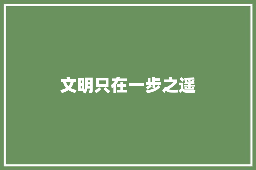 文明只在一步之遥