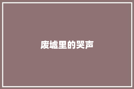 废墟里的哭声