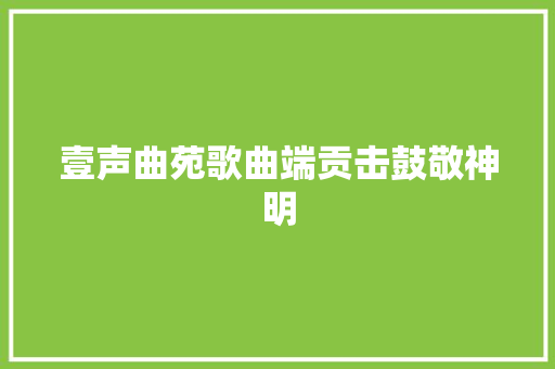 壹声曲苑歌曲端贡击鼓敬神明