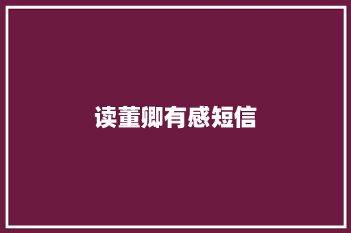 读董卿有感短信