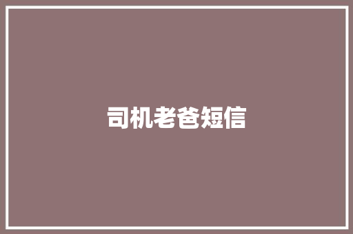 司机老爸短信