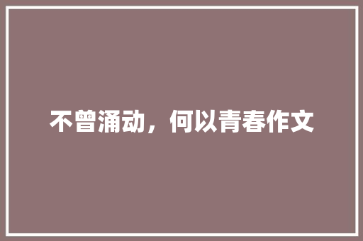 不曾涌动，何以青春作文